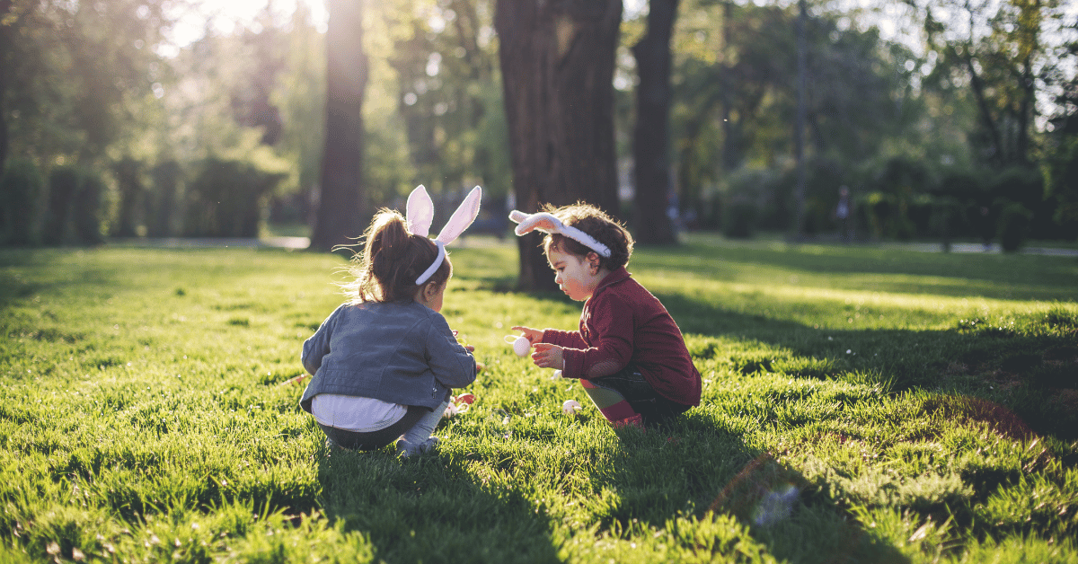 To children searching for Easter eggs in Suffolk